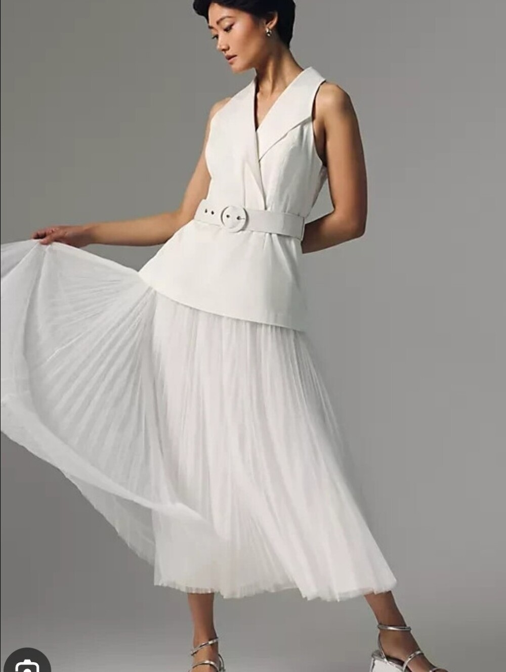 Hutch White Sleeveless Maxi Dress with Belt